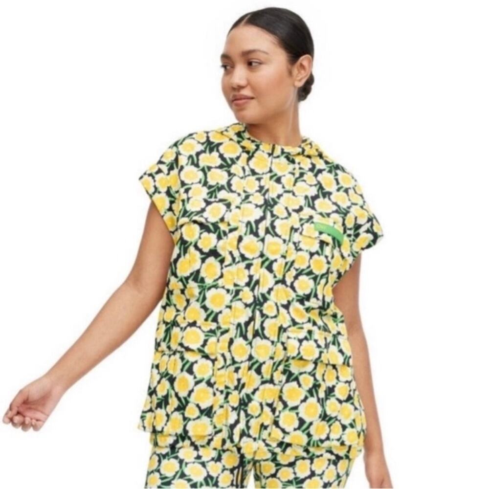 Diane von Furstenberg x Target Sz L Nylon Packable Yellow Poppy Print Vest